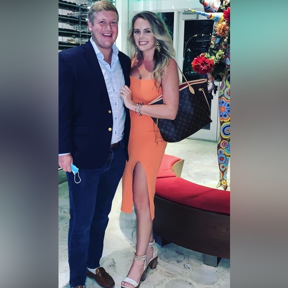 Revolve Superdown Orange Ribbed Tank Square Neck MIDI Dress - Picture 5 of 5